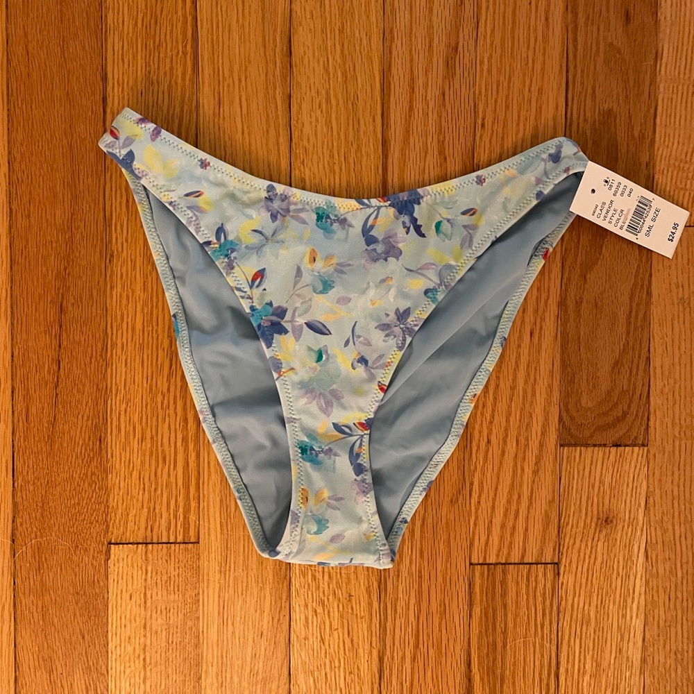 PacSun LA Hearts Eco Blue Floral Sammy Cinched Scoop Cheeky Bikini Bottom